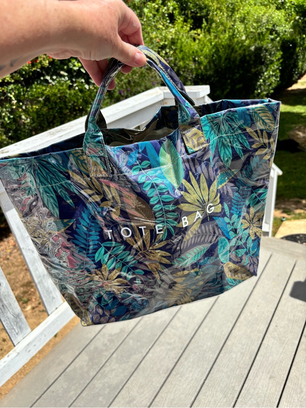 Tote Bag – Tropical Leaf Print in Teal & Navy